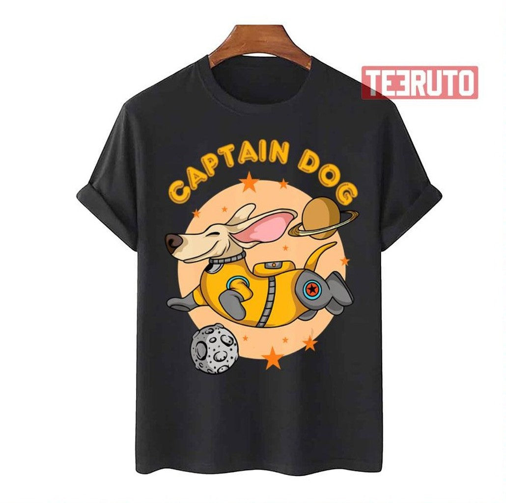 Captain Dog Planets Astronaut Tourist Space Dog Unisex T-Shirt