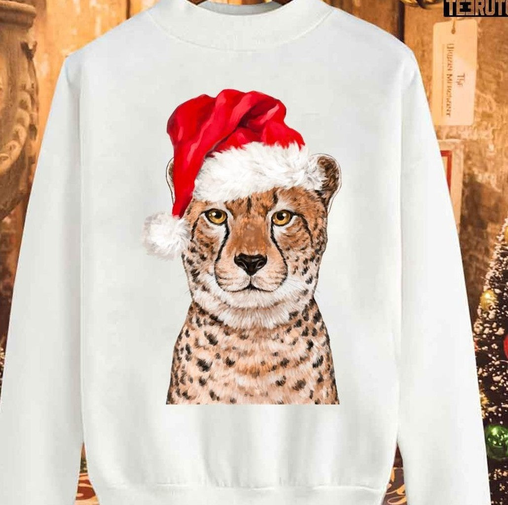 Cheetah In Pink Christmas Unisex Sweatshirt