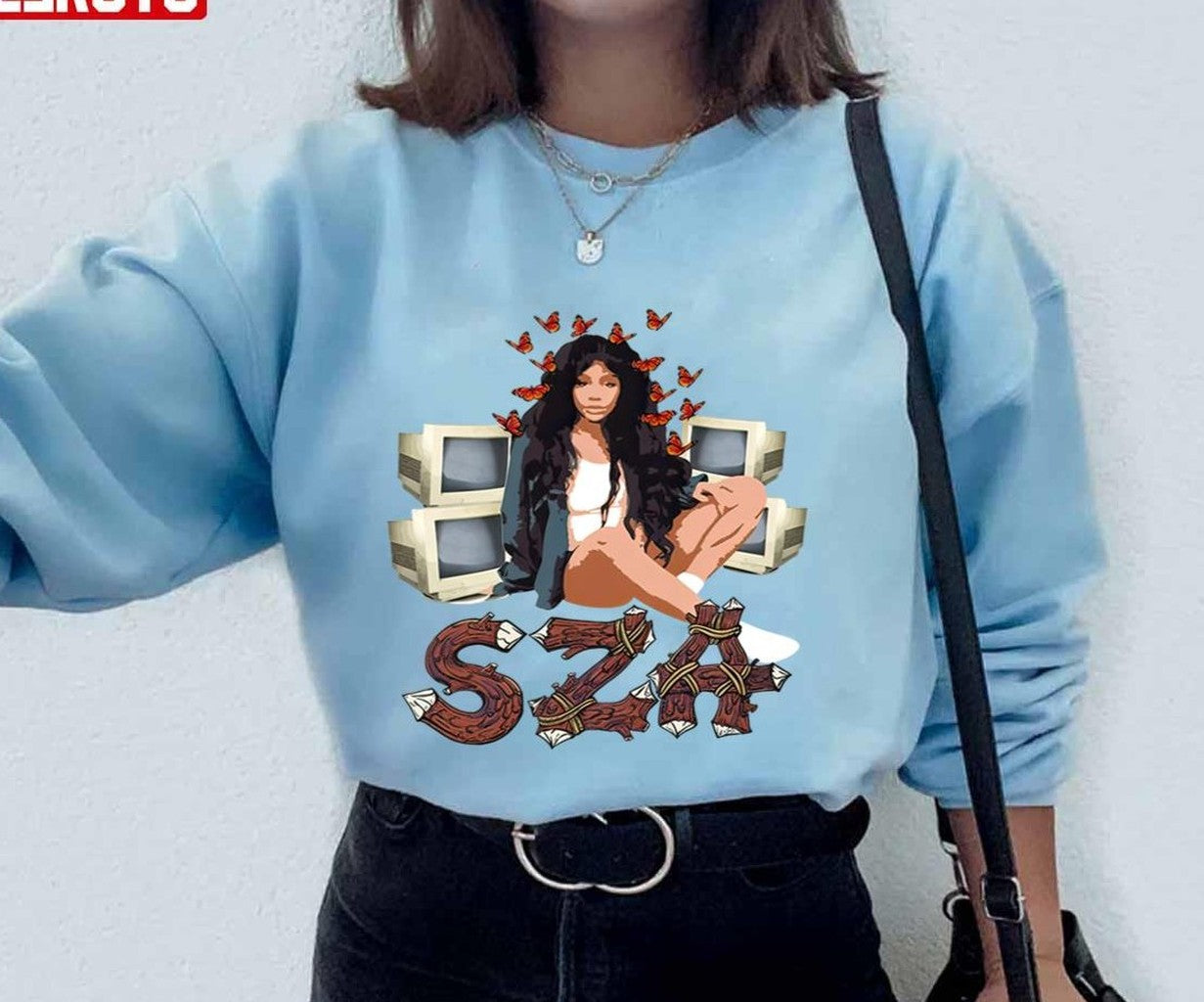 Butterflies Sza Girl Retro Artwork Unisex Hoodie