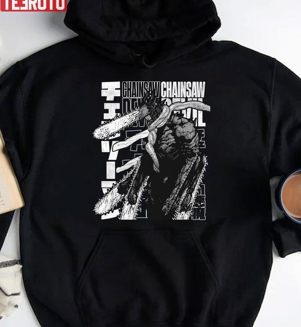 Chainsaw Devil Black And White Design Unisex T-Shirt