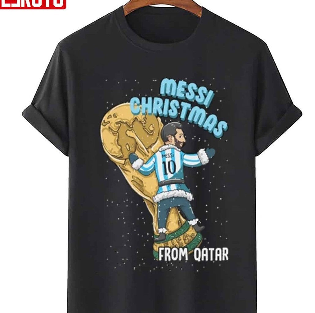 Chibi Messi Christmas From Qatar World Cup 2022 Argentina Unisex T-Shirt