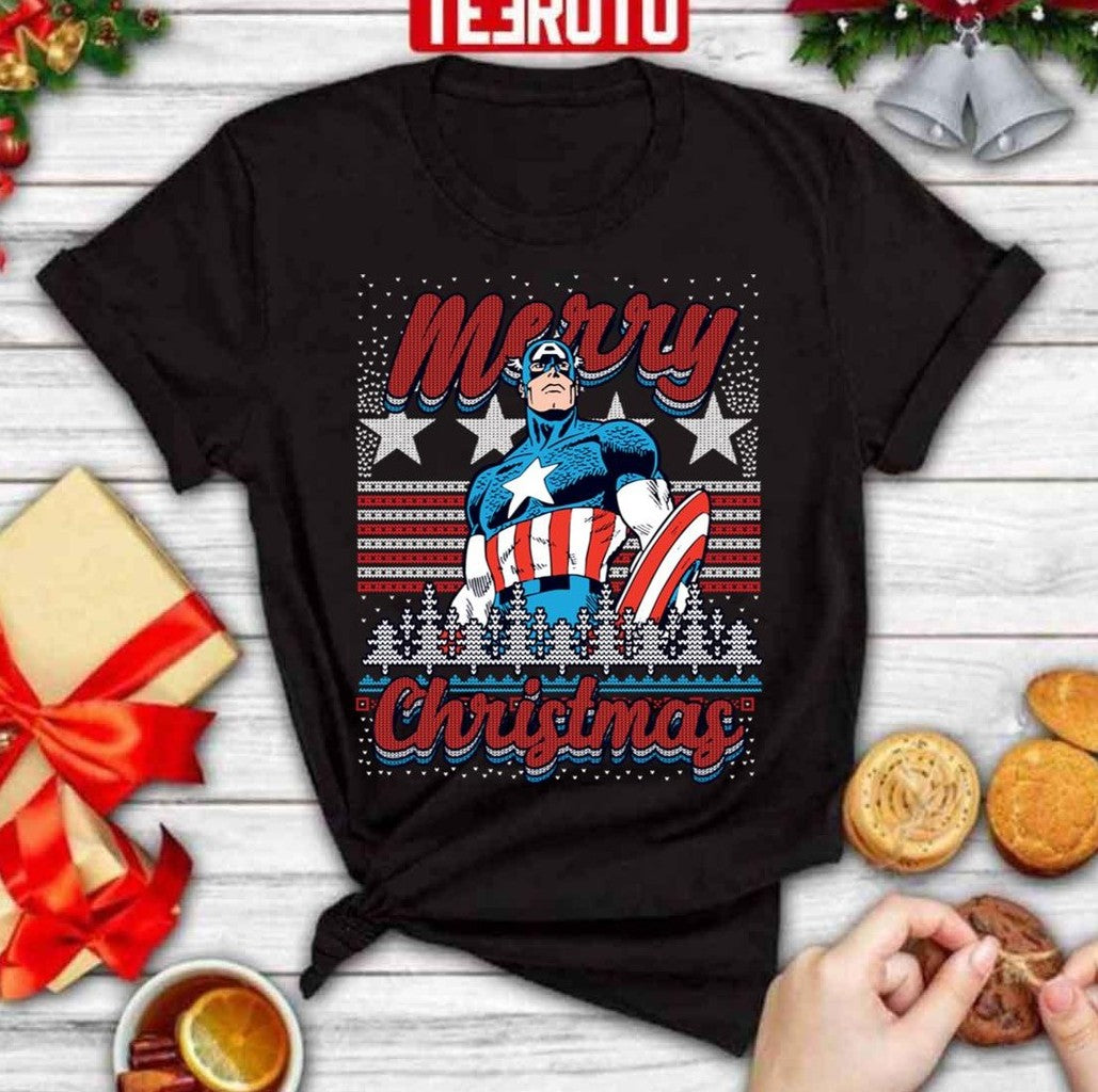 Captain American Ugly Christmas Pattern Unisex Sweatshirt