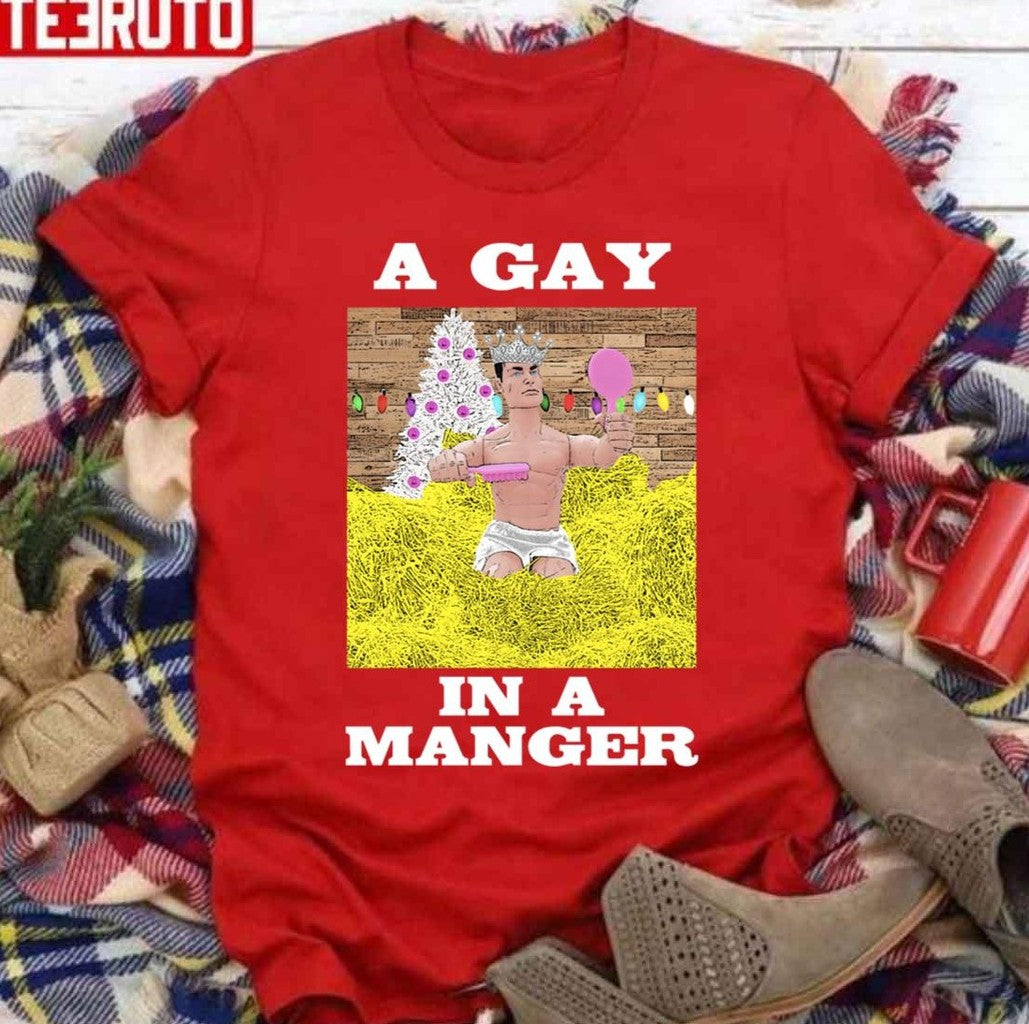 A Gay In A Manger Funny Hilarious Queer Gay Christmas Lgbtq Unisex Sweatshirt