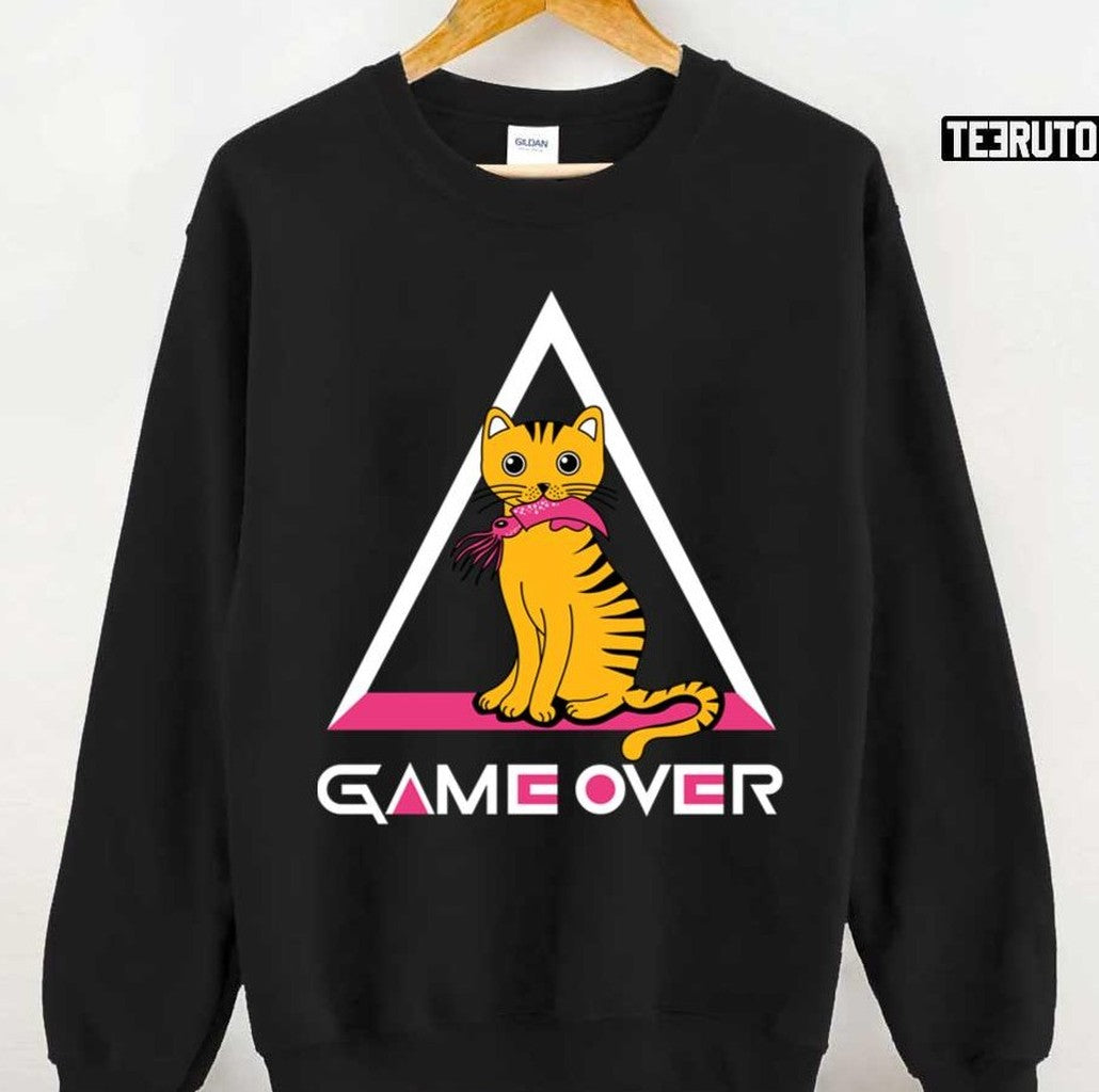 Cat Game Over Squid Game White Design Unisex T-Shirt