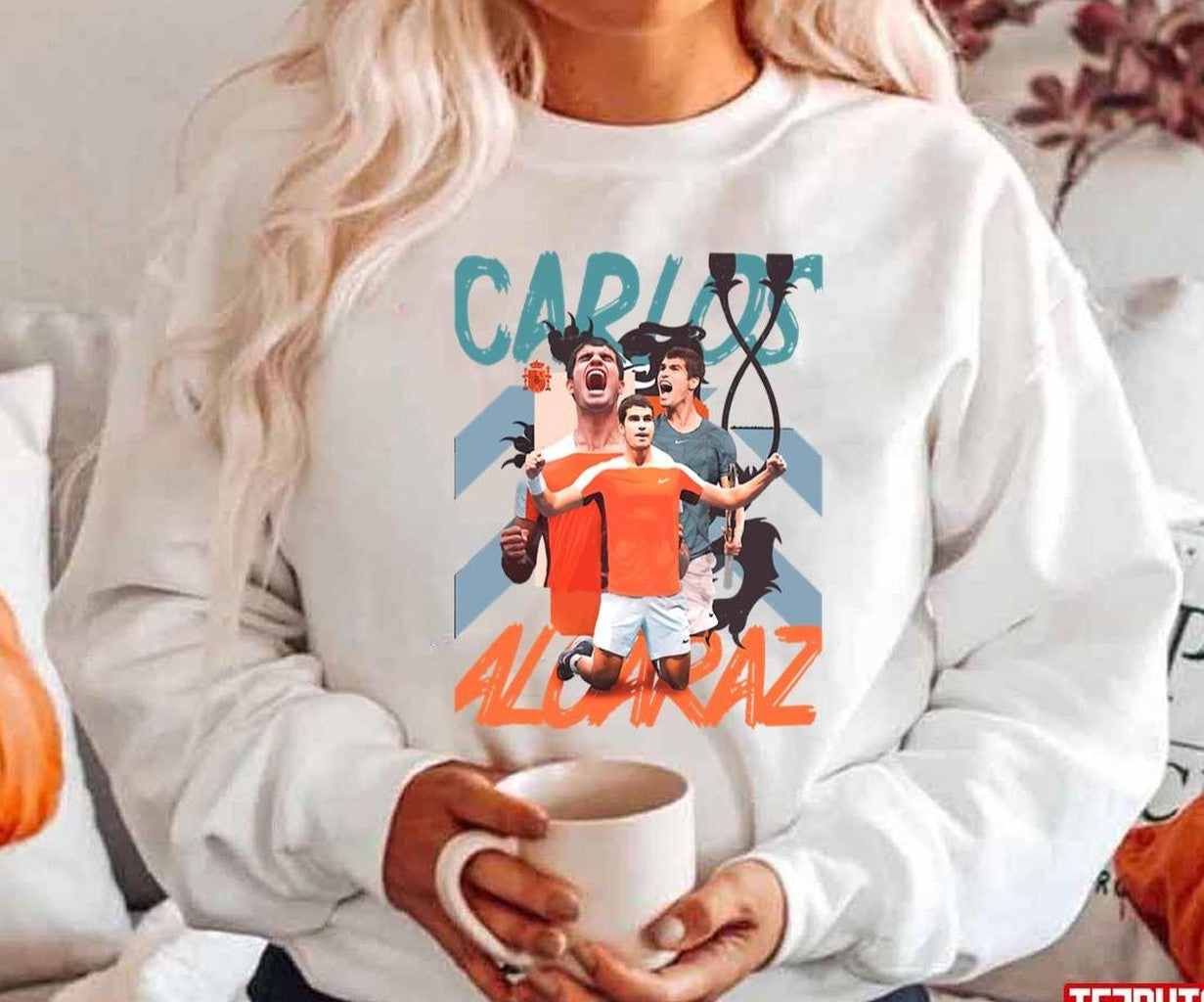 Colored Design Tennis Player Carlos Alcaraz Unisex Hoodie