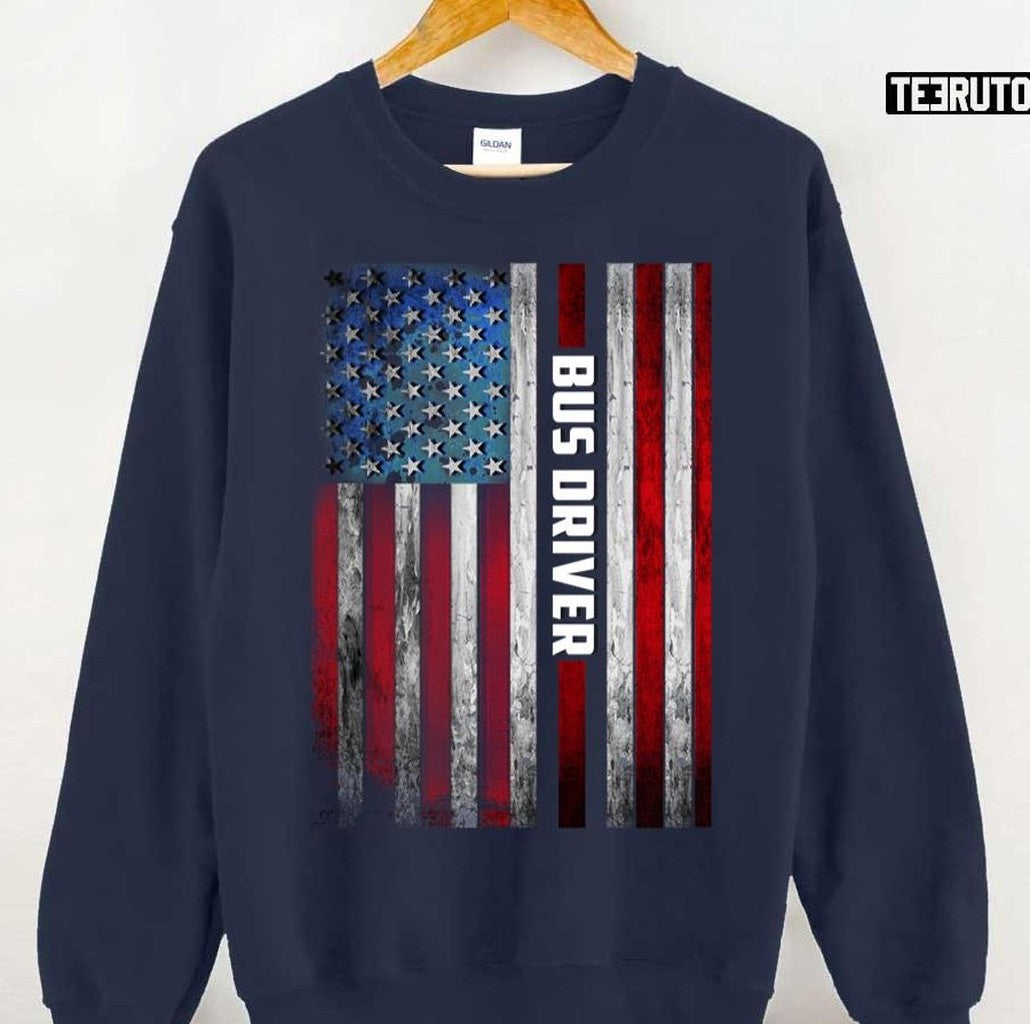 Bus Driver Us Flag Unisex T-Shirt