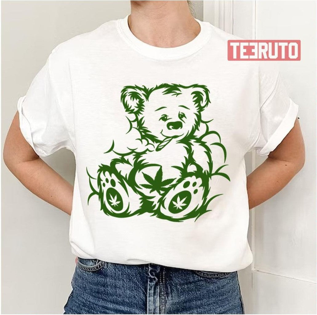 Cannabis Stoner Bear Smoking Bear Unisex T-Shirt