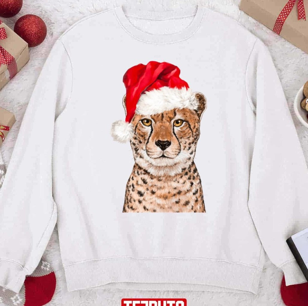 Cheetah In Pink Christmas Unisex Sweatshirt