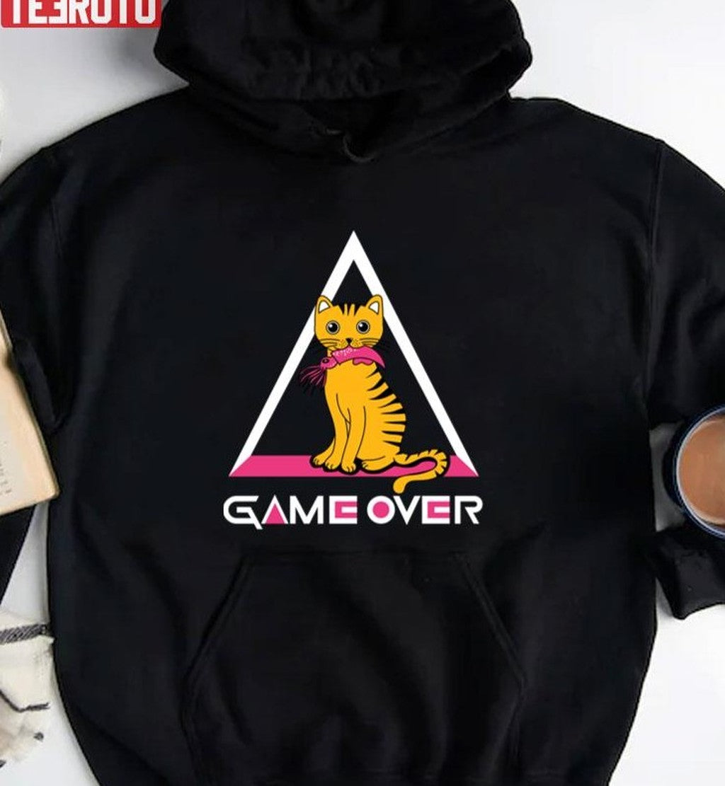 Cat Game Over Squid Game White Design Unisex T-Shirt