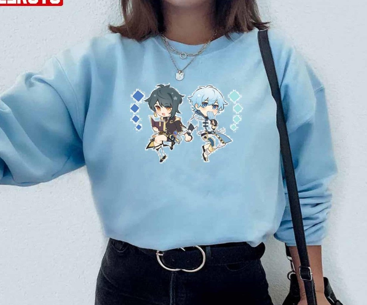 Chibi Xingqiu And Chongyun Xingyun Genshin Impact Unisex Sweatshirt