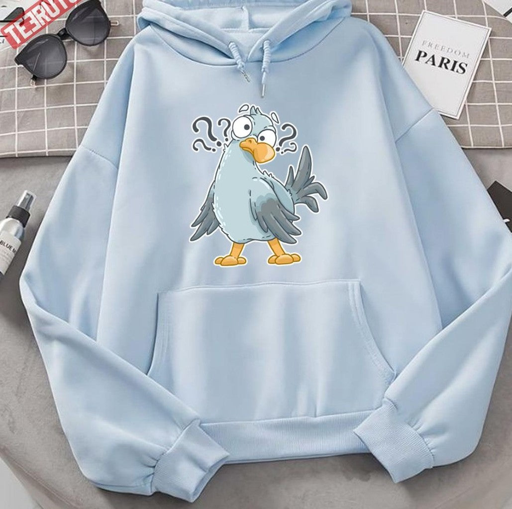 Cartoon Seagull Wondering Face Unisex Hoodie