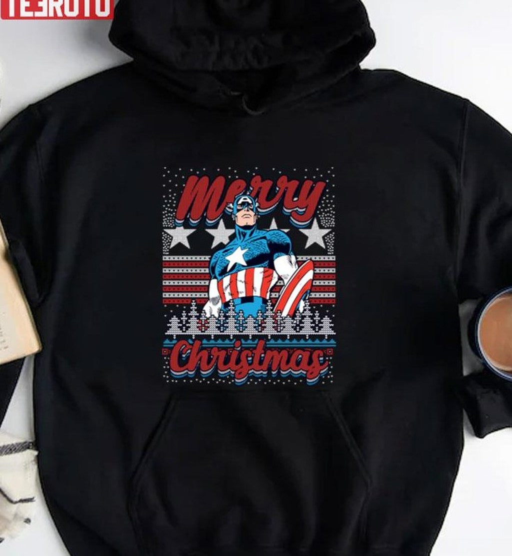 Captain American Ugly Christmas Pattern Unisex Sweatshirt