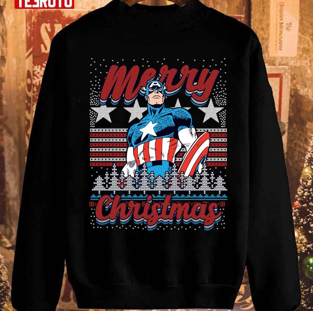 Captain American Ugly Christmas Pattern Unisex Sweatshirt