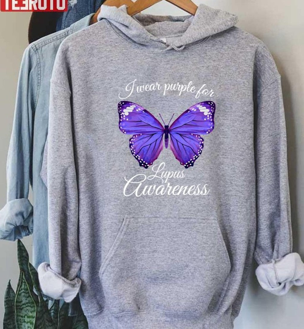 Butterfly I Wear Purple For Lupus Awareness Unisex T-Shirt