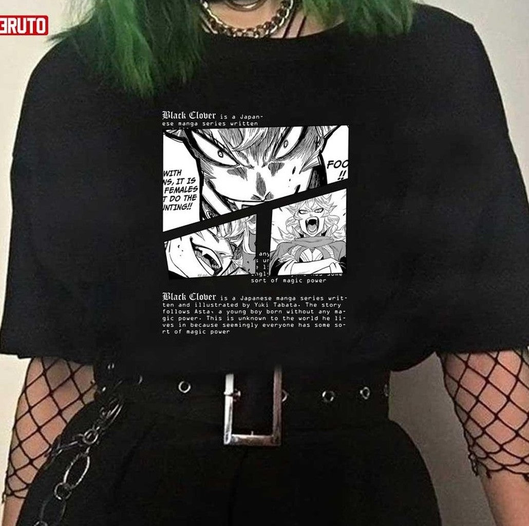 Burakku Kuroba Manga Text Design Mereoleona Vermillion Black Clover Unisex T-Shirt