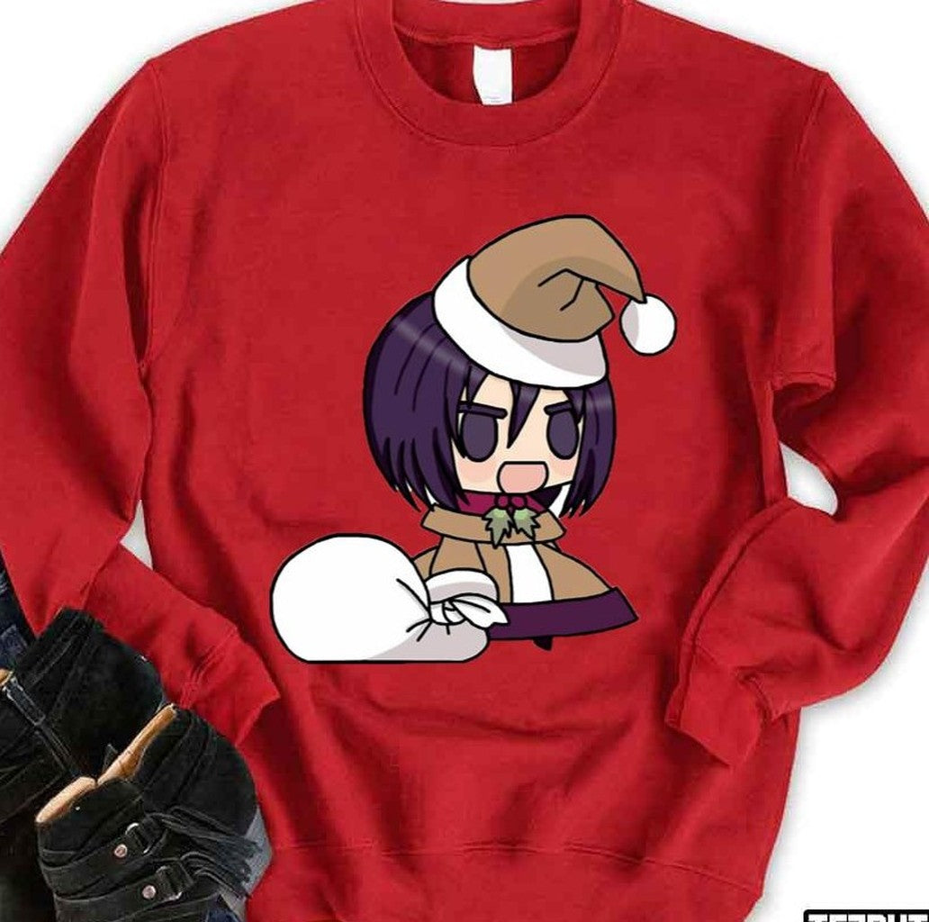 Chibi Merry Christmas From Mikasa Ackerman Attack On Titan Tshirt Unisex Sweatshirt