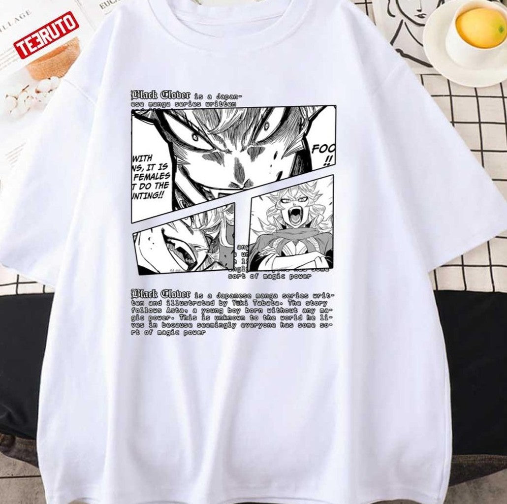 Burakku Kuroba Manga Text Design Mereoleona Vermillion Black Clover Unisex T-Shirt