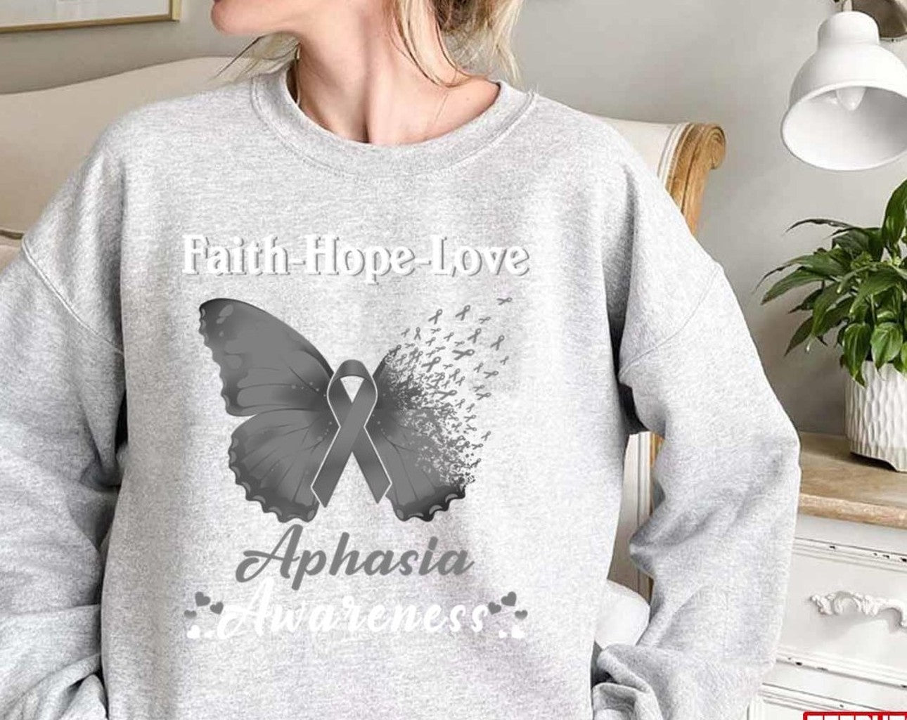 Butterfly Faith Hope Love Aphasia Awareness Unisex Sweatshirt