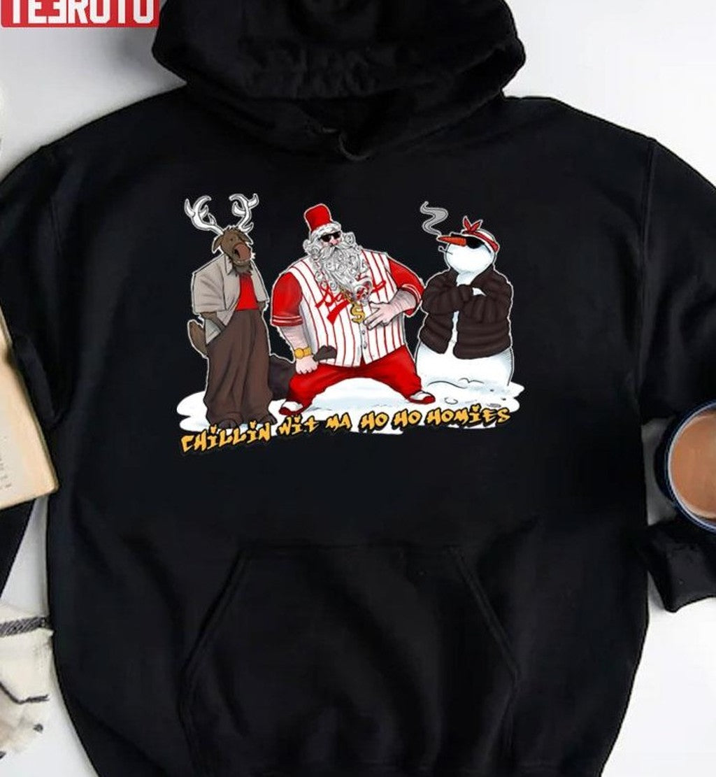 Chillin' Wit Ma Ho Ho Homies Gangsta Santa Unisex Sweatshirt