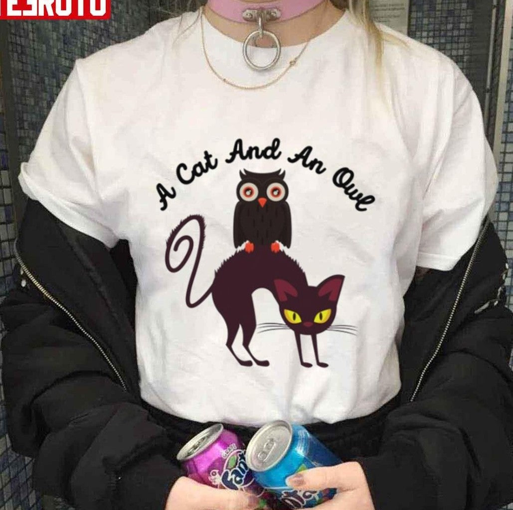 A Cat And An Owl Unisex T-shirt