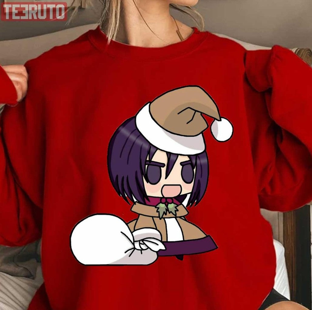 Chibi Merry Christmas From Mikasa Ackerman Attack On Titan Tshirt Unisex Sweatshirt