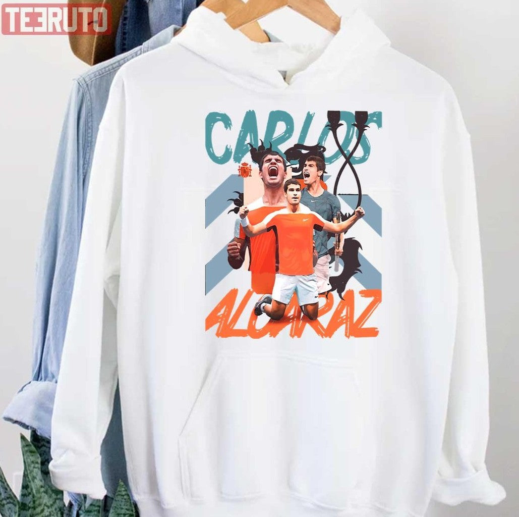 Colored Design Tennis Player Carlos Alcaraz Unisex Hoodie