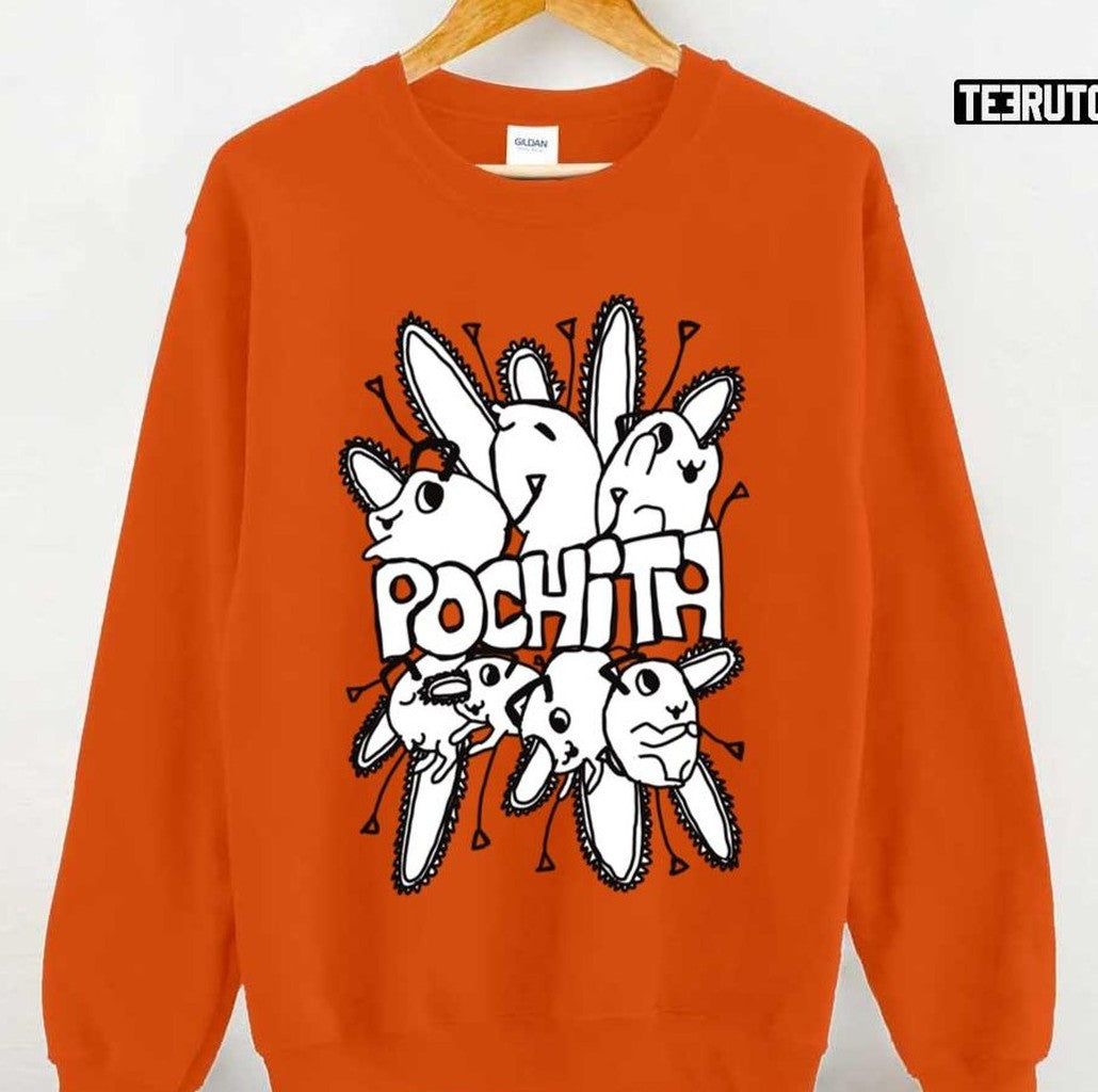 Chainsaw Man Pochita Black And White Cute Doodle Art Unisex Sweatshirt
