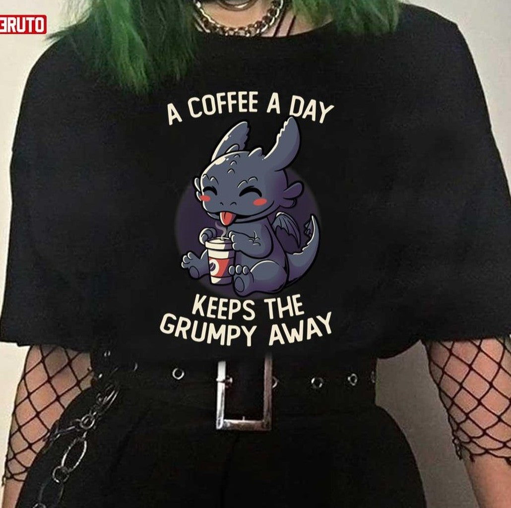 A Coffee A Day Keeps The Grumpy Away Funny Toothless Design Unisex Sweatshirt
