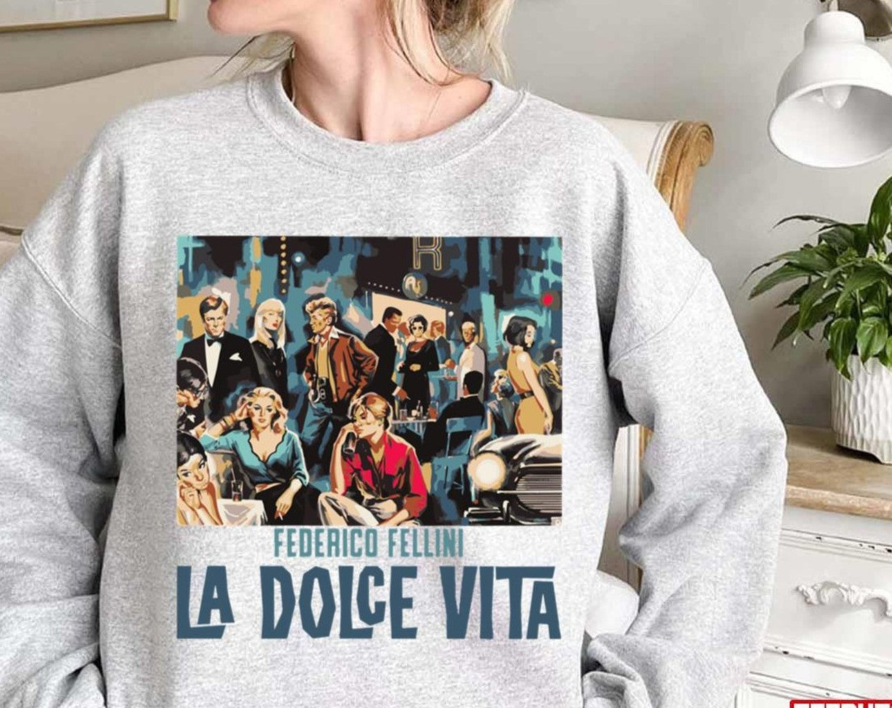 By Fellini A Colored Vinatge Art La Dolce Vita Unisex Sweatshirt