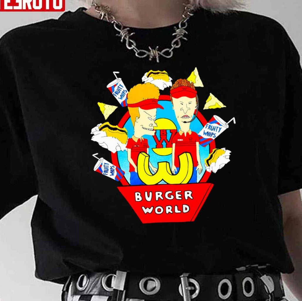 Cartoon Movie Beavis And Butthead Burger World Fastfood Unisex T-Shirt