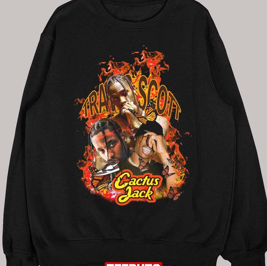 Cactus Jack Travis Scott In Flames Design Unisex Sweatshirt