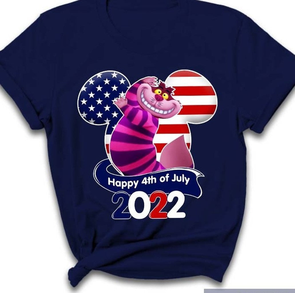 Cheshire Cat Flag 4th Of July Colorful Disney Graphic Cartoon Unisex Cotton S Clothing Men Women Kid