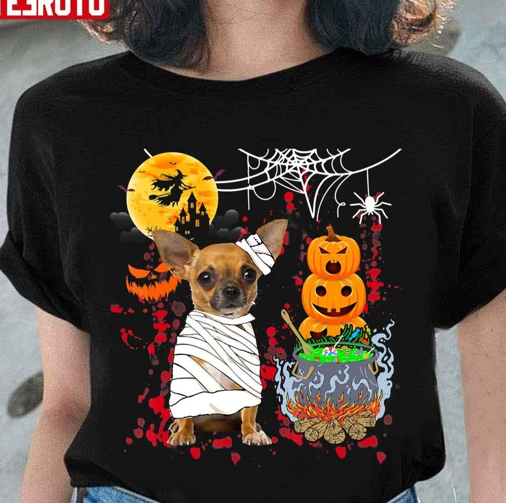 Chihuahua Dog Mummy Halloween Dog Scary Pumpkins Lover Owner Unisex Sweatshirt
