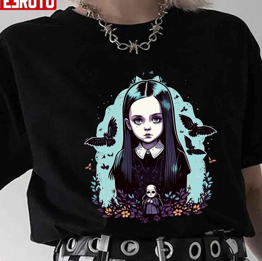 A Mysterious Girl Wednesday Vector Art Unisex T-Shirt