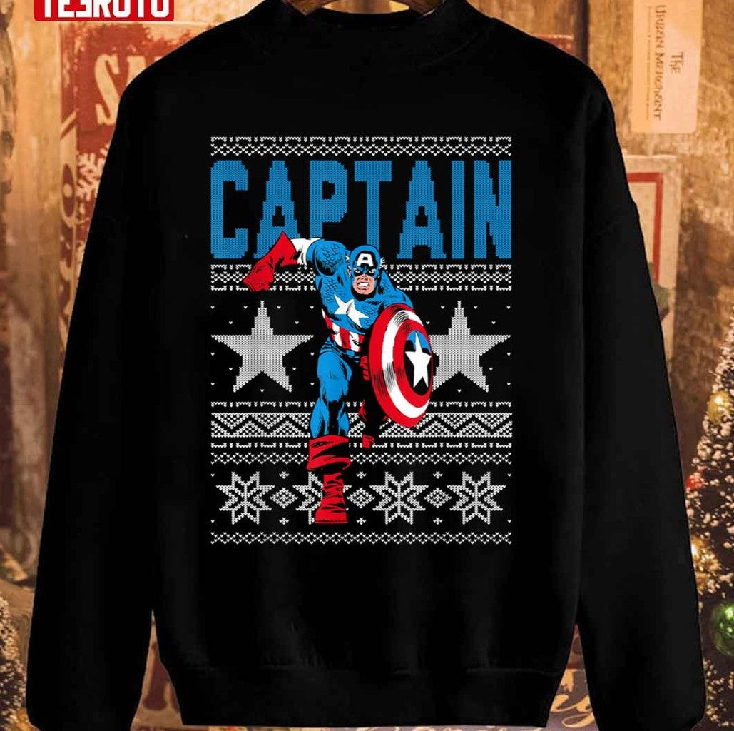 Captain American Stars Ugly Christmas Unisex Sweatshirt
