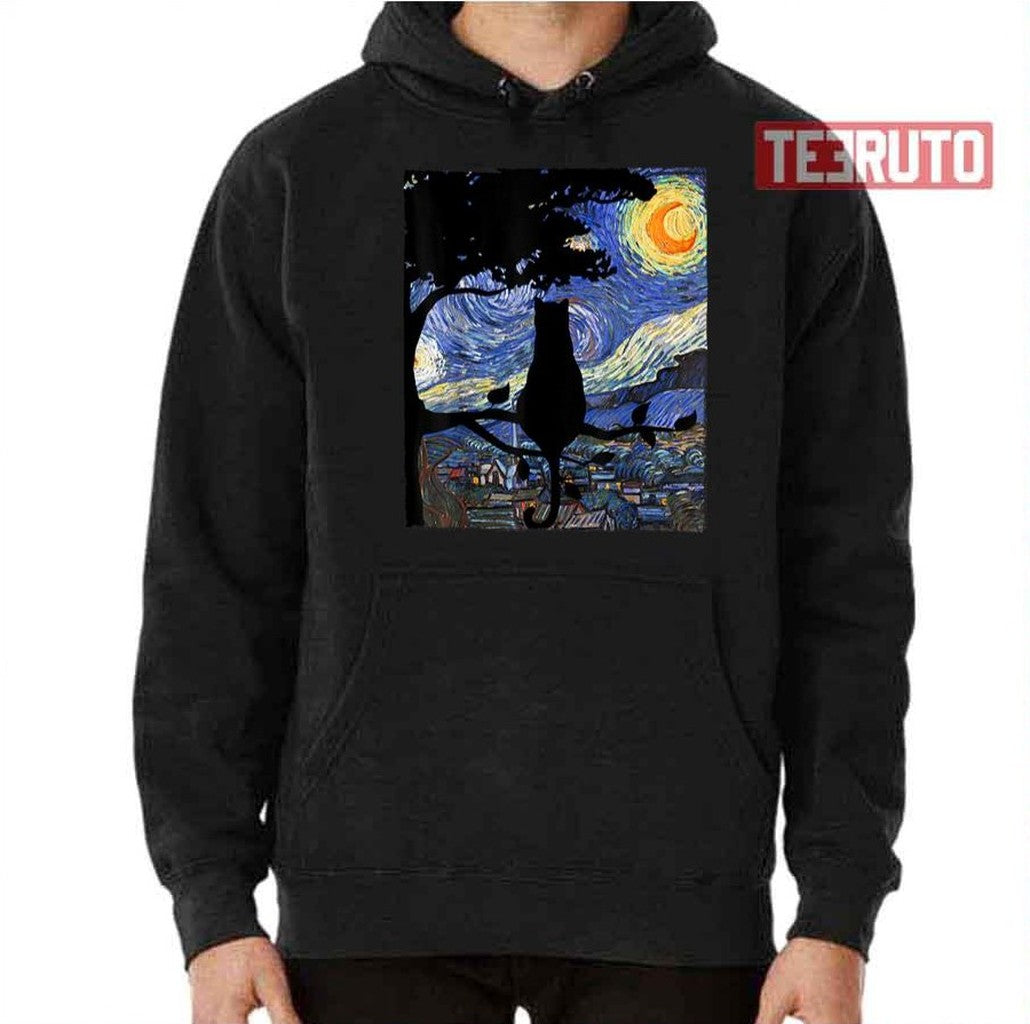 Cat T Starry Night Cat Tee Van Gogh Cat Gif Unisex T-Shirt
