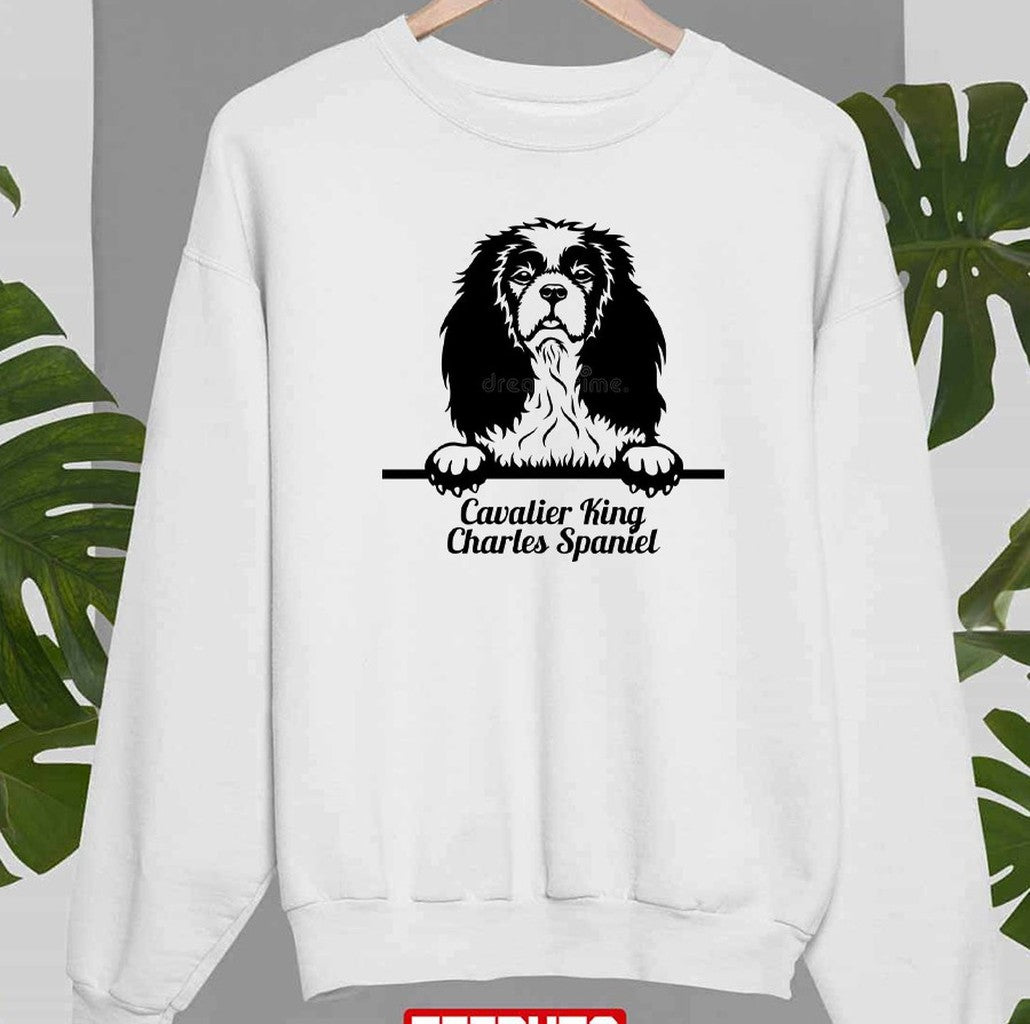 Cavalier King Charles Spaniel Dog Lover Black Art Unisex Sweatshirt