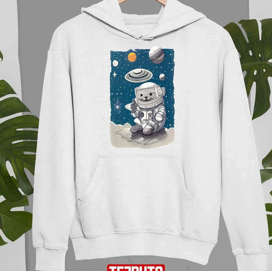 Cartoon Design Otter In The Space Unisex Sweatshirt