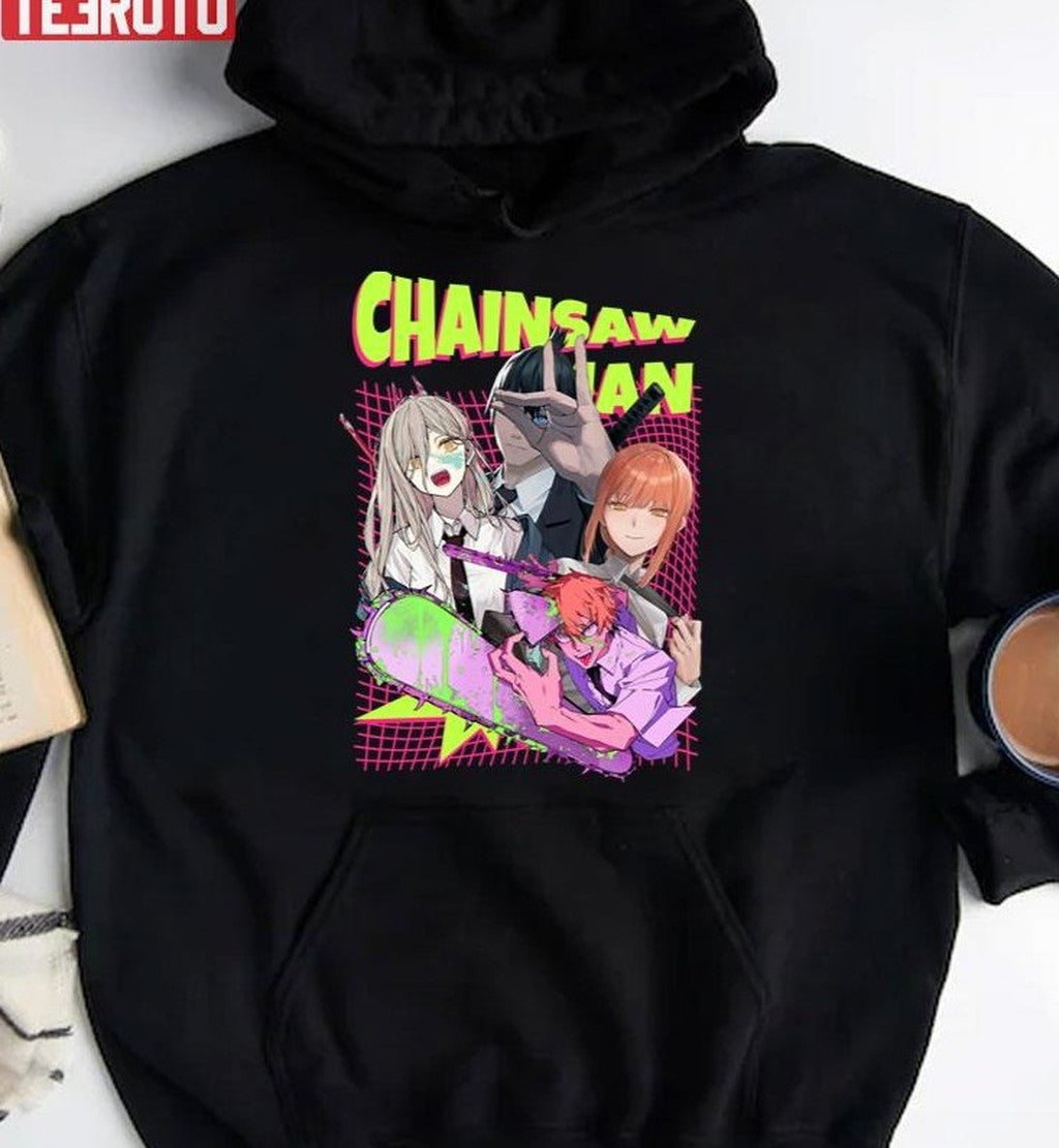 Characters Design Collage Chainsaw Man Unisex Hoodie