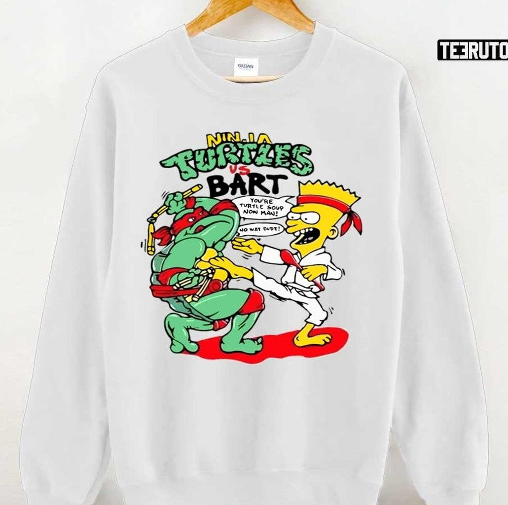 90s Bootleg Ninja Turtle Vs Bart Simpson Unisex Hoodie