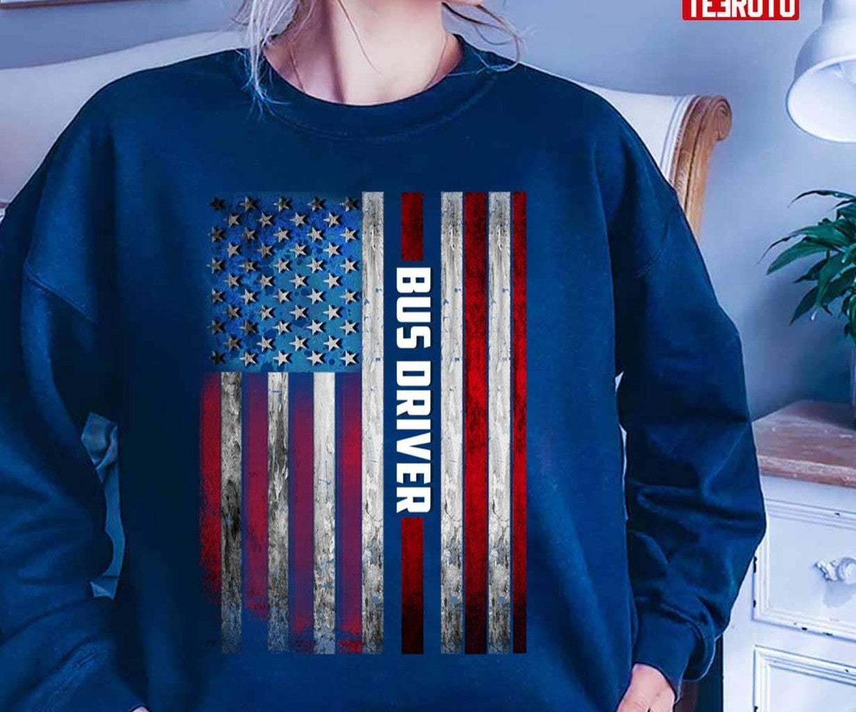 Bus Driver Us Flag Unisex T-Shirt