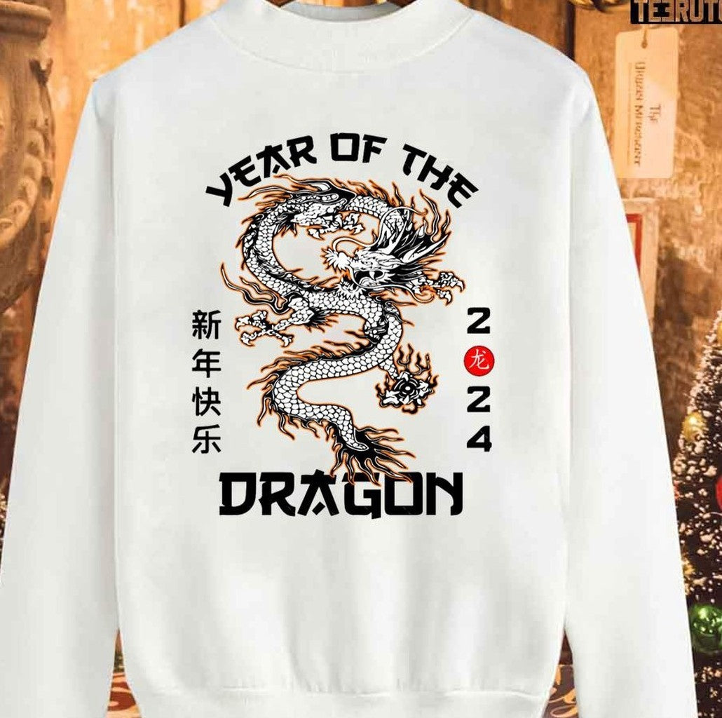Chinese Zodiac Dragon Happy New Year 2024 Colorful Sweatshirt