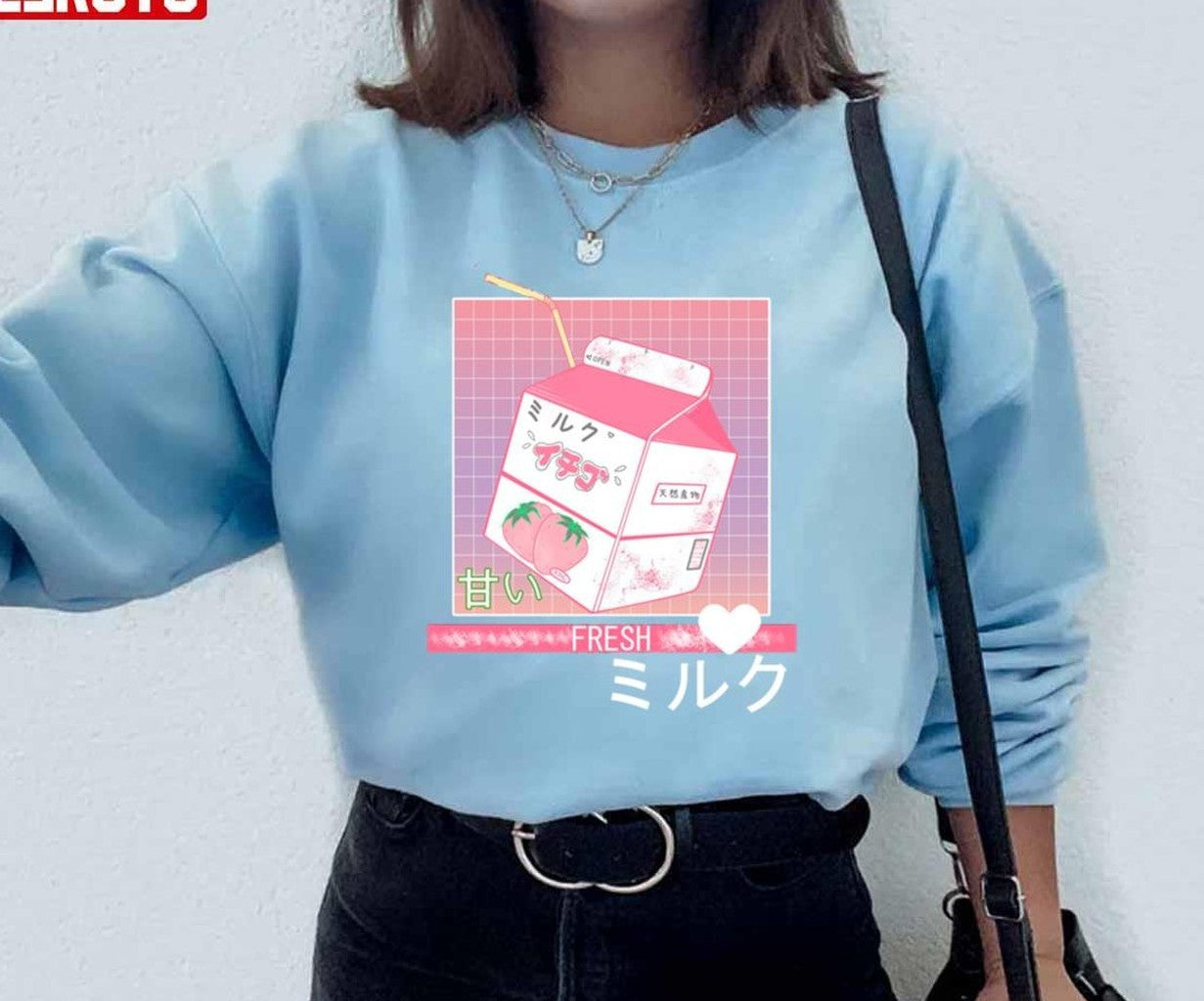 90s Japanese Otaku Stylish Aesthetic Milk Unisex Sweatshirt