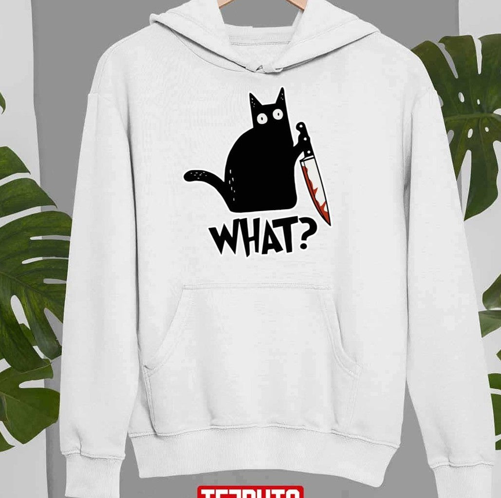 Cat What Murderous Black Cat With Knife Unisex Sweatshirt