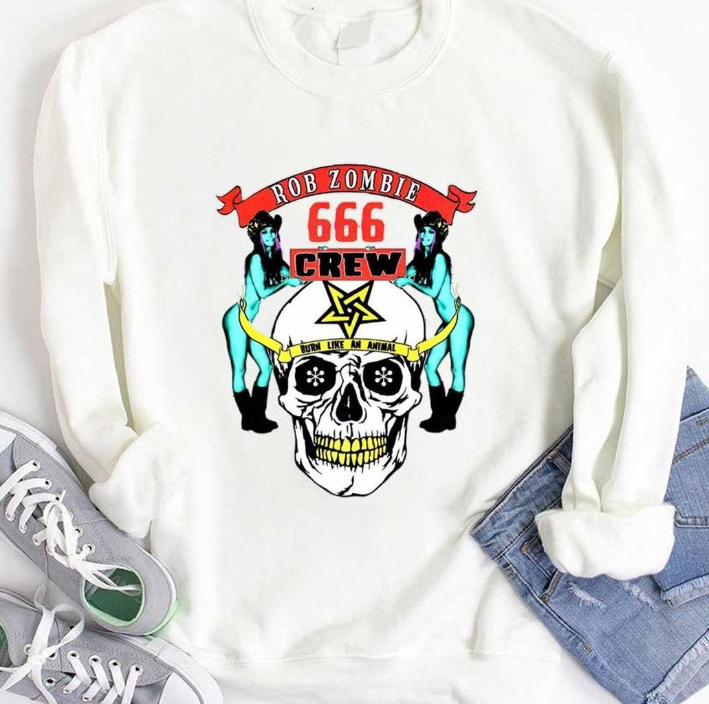 Burn Like An Animal Rob Zombie 666 Crew Unisex Hoodie