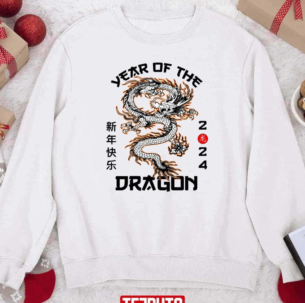 Chinese Zodiac Dragon Happy New Year 2024 Colorful Sweatshirt