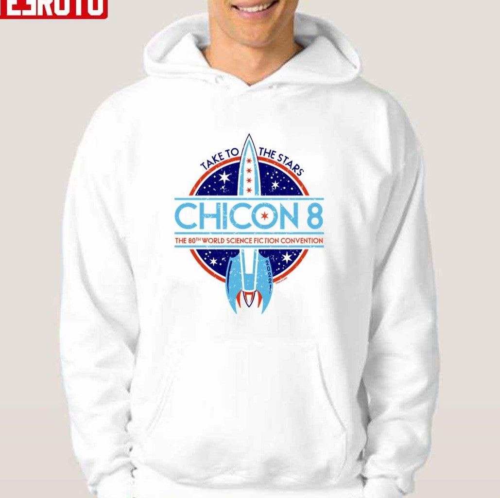 Chicon 8 Logo Take To The Stars The 80th World Sience Fiction Convention Vintage Blue Unisex T-shirt