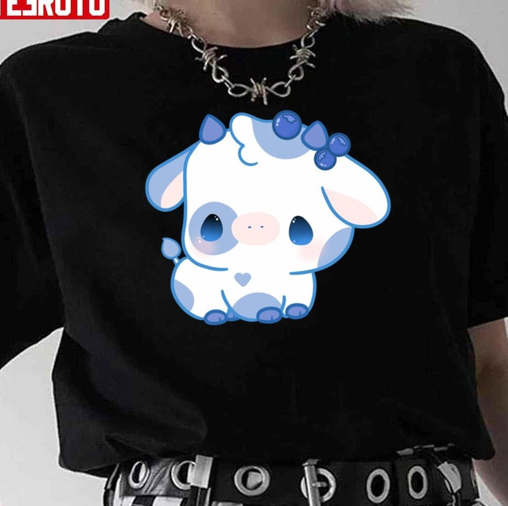 Blueberry Cow Kawaii Zoopals Unisex T-Shirt