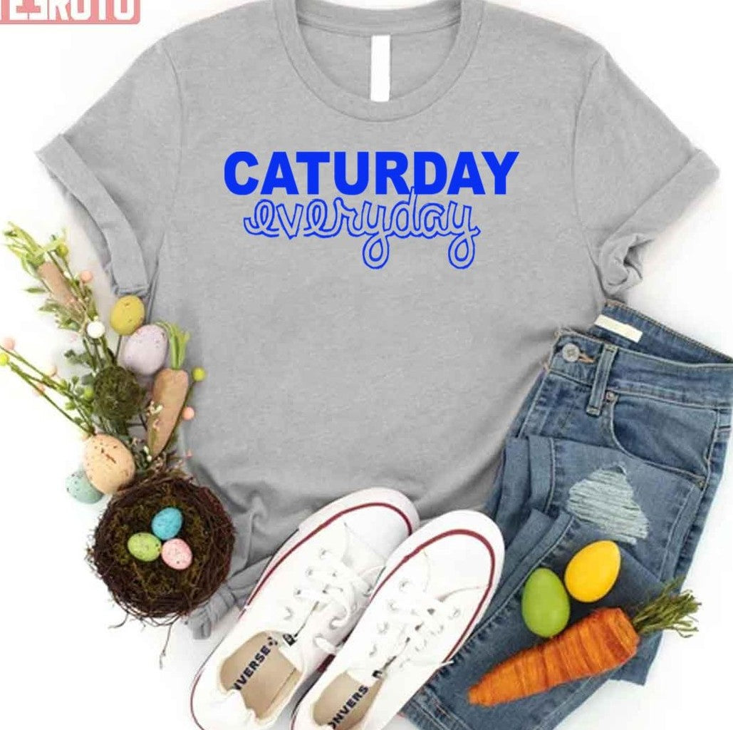 Caturday Typography Unisex T-Shirt