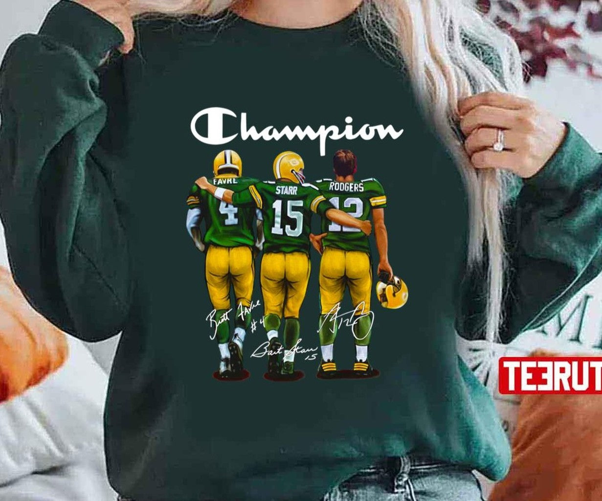 Champion Packers Starr 15 Rodgers 12 Favre 4 Unisex T-Shirt
